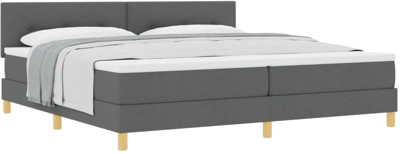 vidaXL Kρεβάτι Box Spring με Στρώμα Σκοτεινό Γκρι 200x200 εκ Ύφασμα