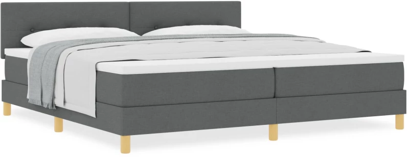 vidaXL Kρεβάτι Box Spring με Στρώμα Σκοτεινό Γκρι 200x200 εκ Ύφασμα