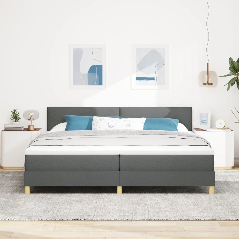 vidaXL Kρεβάτι Box Spring με Στρώμα Σκοτεινό Γκρι 200x200 εκ Ύφασμα