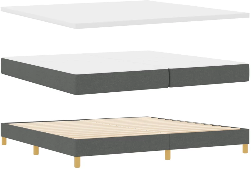vidaXL Kρεβάτι Box Spring με Στρώμα Σκοτεινό Γκρι 200x200 εκ Ύφασμα