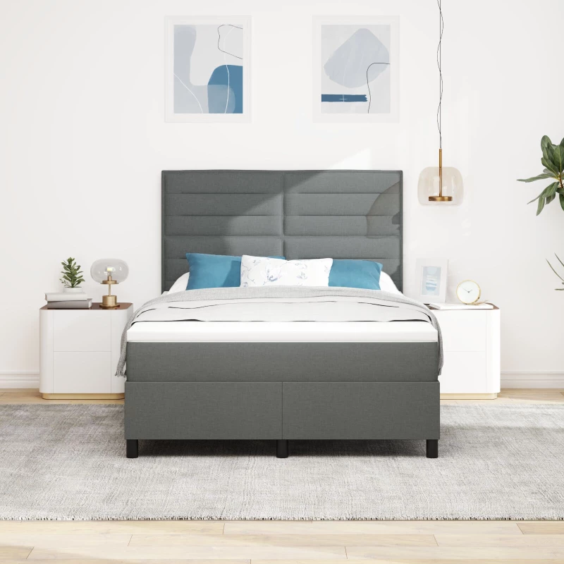 vidaXL Σκούρο Γκρι Κρεβάτι με Στρώμα 140x200 cm Υφασμα
