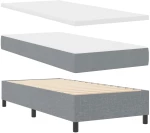 vidaXL Κρεβάτι Box Spring με Στρώμα & Πάγκο Ανοιχτό Γκρι 100x200 cm Ύφασμα