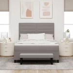 vidaXL Κρεβάτι με Ελατήρια και Στρώμα Μπεζ 140x200 εκ. Ύφασμα