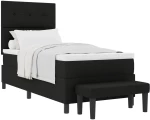 vidaXL Κρεβάτι Box Spring με Στρώμα & Παγκάκι Μαύρο 100x200 εκ. Ύφασμα