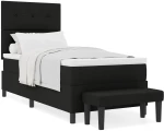 vidaXL Κρεβάτι Box Spring με Στρώμα & Παγκάκι Μαύρο 100x200 εκ. Ύφασμα
