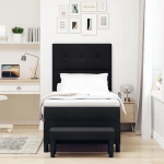 vidaXL Κρεβάτι Box Spring με Στρώμα & Παγκάκι Μαύρο 100x200 εκ. Ύφασμα