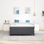 vidaXL Κρεβάτι Γκρι 140x200 εκ από ύφασμα κορ ντ του