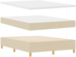 vidaXL Κρεβάτι Box Spring με Στρώμα & Παγκάκι Κρεμ 140x200 εκ. Ύφασμα