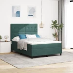 vidaXL Κρεβάτι Box Spring με Στρώμα Σκούρο Πράσινο 160x200 cm Βελούδο