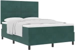 vidaXL Κρεβάτι Box Spring με Στρώμα Σκούρο Πράσινο 160x200 cm Βελούδο