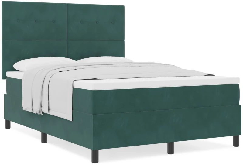 vidaXL Κρεβάτι Box Spring με Στρώμα Σκούρο Πράσινο 160x200 cm Βελούδο
