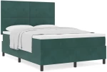 vidaXL Κρεβάτι Box Spring με Στρώμα Σκούρο Πράσινο 160x200 cm Βελούδο