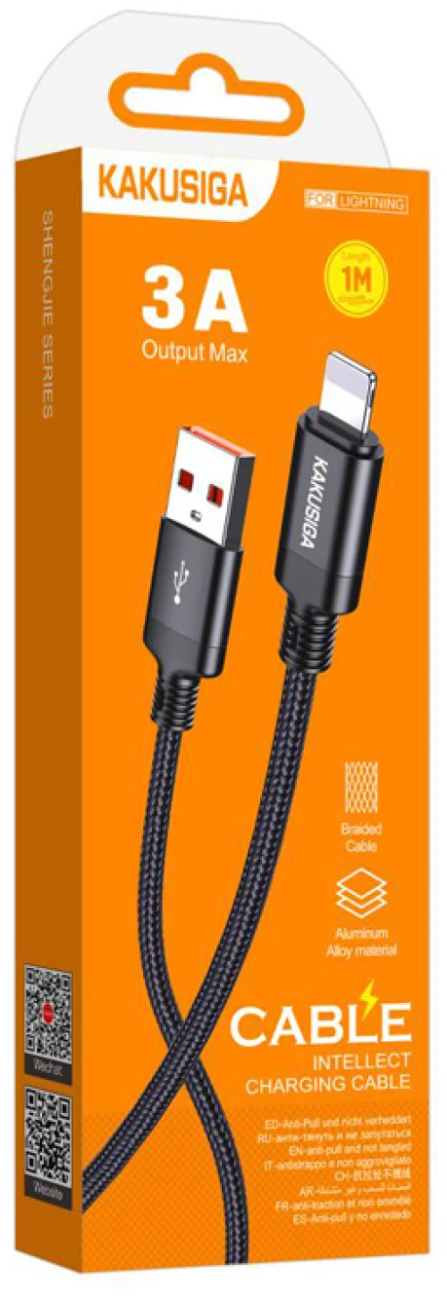 KAKUSIGA καλώδιο Lightning σε USB KSC-970, 3A, 480Mbps, 1m, μαύρο