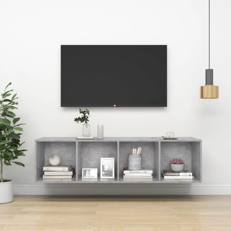 vidaXL Έπιπλο Τηλεόρασης Κρεμαστό Γκρι Σκυρ. 37x37x142,5εκ Επεξ. Ξύλο