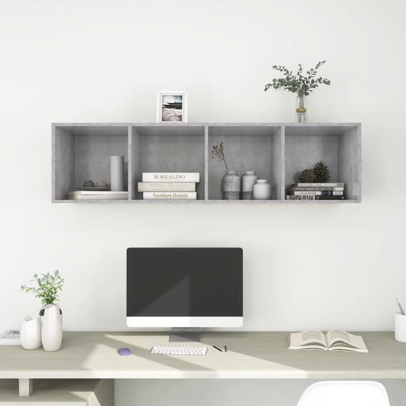 vidaXL Έπιπλο Τηλεόρασης Κρεμαστό Γκρι Σκυρ. 37x37x142,5εκ Επεξ. Ξύλο