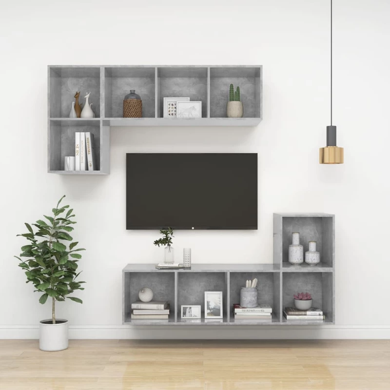 vidaXL Έπιπλο Τηλεόρασης Κρεμαστό Γκρι Σκυρ. 37x37x142,5εκ Επεξ. Ξύλο