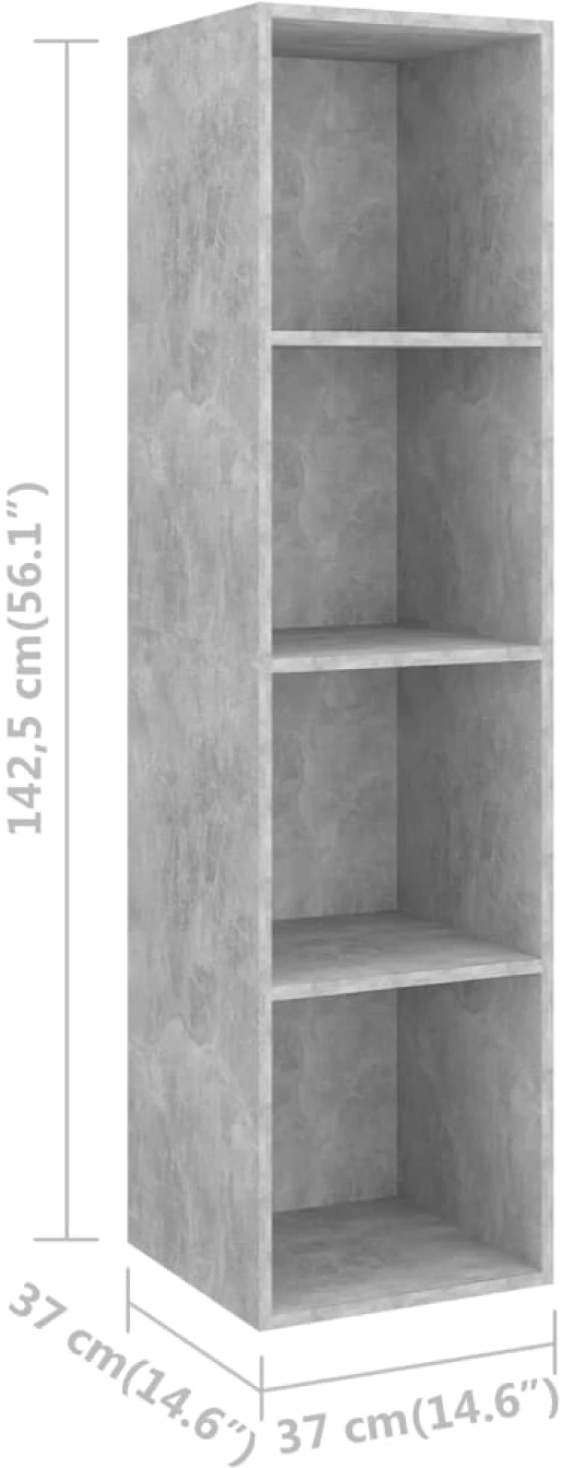 vidaXL Έπιπλο Τηλεόρασης Κρεμαστό Γκρι Σκυρ. 37x37x142,5εκ Επεξ. Ξύλο