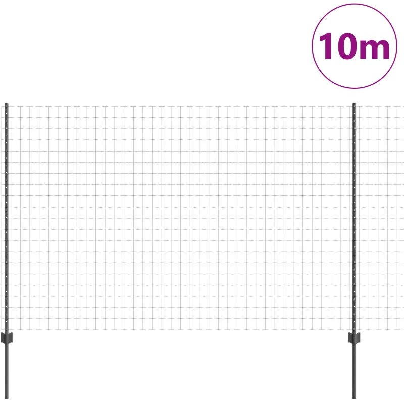vidaXL Ευρωπαϊκός Φράχτης με 10 Πόδια Γκρι 1,6x10 μ Ατσάλι
