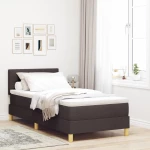 vidaXL Κρεβάτι με Βάση με Στρώμα Σκούρο Καφέ 100x200 εκ Ύφασμα