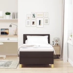 vidaXL Κρεβάτι με Βάση με Στρώμα Σκούρο Καφέ 100x200 εκ Ύφασμα