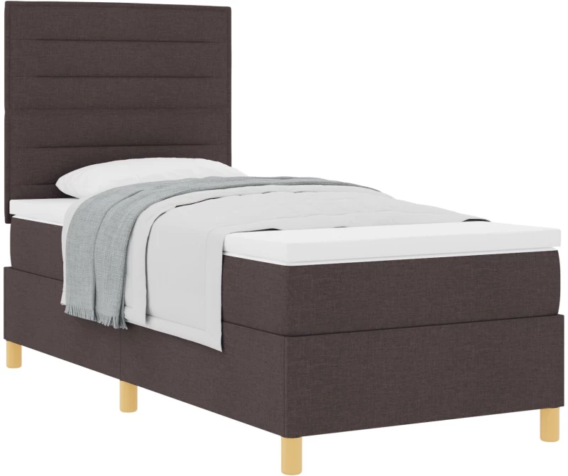 vidaXL Κρεβάτι Box Spring με Στρώμα Σκούρο Καφέ 100x200 εκ. Ύφασμα
