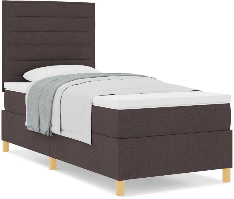 vidaXL Κρεβάτι Box Spring με Στρώμα Σκούρο Καφέ 100x200 εκ. Ύφασμα