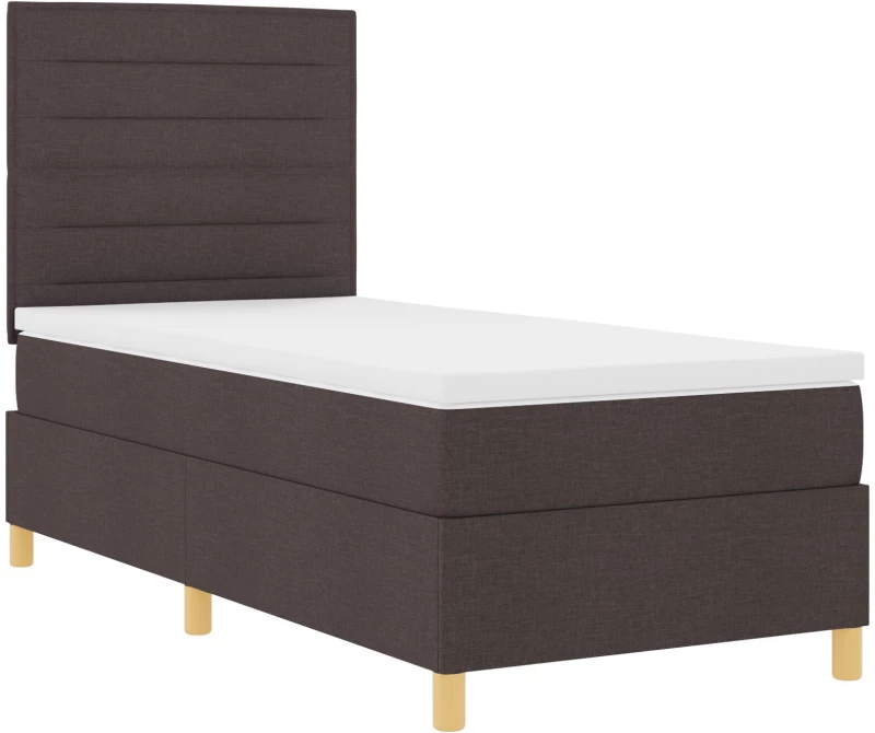 vidaXL Κρεβάτι Box Spring με Στρώμα Σκούρο Καφέ 100x200 εκ. Ύφασμα