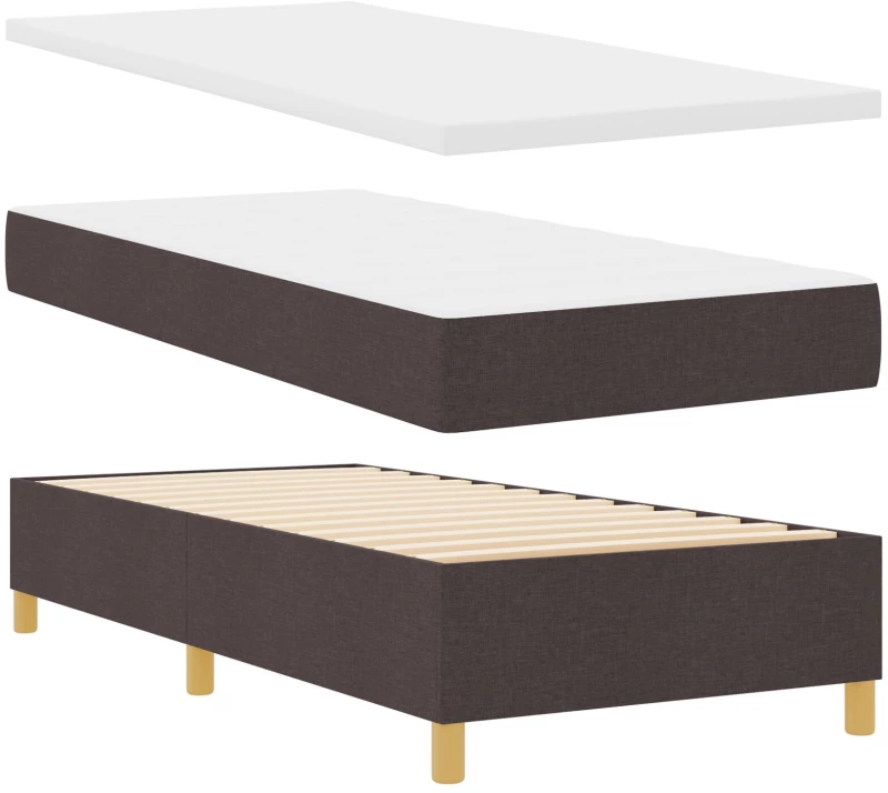 vidaXL Κρεβάτι Box Spring με Στρώμα Σκούρο Καφέ 100x200 εκ. Ύφασμα