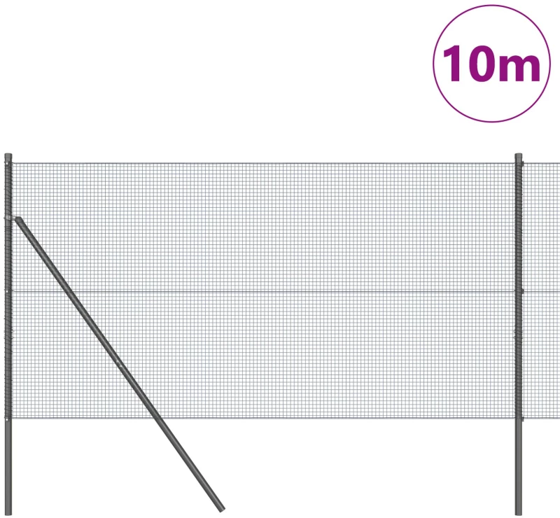 vidaXL Συρματοπλέγμα με 7 Στήλες Γκρί 1.4x10 μμεταλλικού