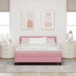 vidaXL Ροζ Κρεβάτι με Βάθρο και Στρώμα 140x190 cm Βελούδο