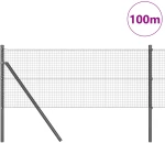 vidaXL Συρματόπλεγμα με 13 Πόλους Γκρι 0.8x100 μ Χάλυβας