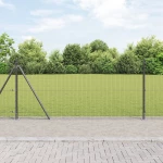 vidaXL Σετ Πόλων Περίφραξης Σετ 2 Γκρι Μέταλλο 10 x 1 μ Ανθεκτικό