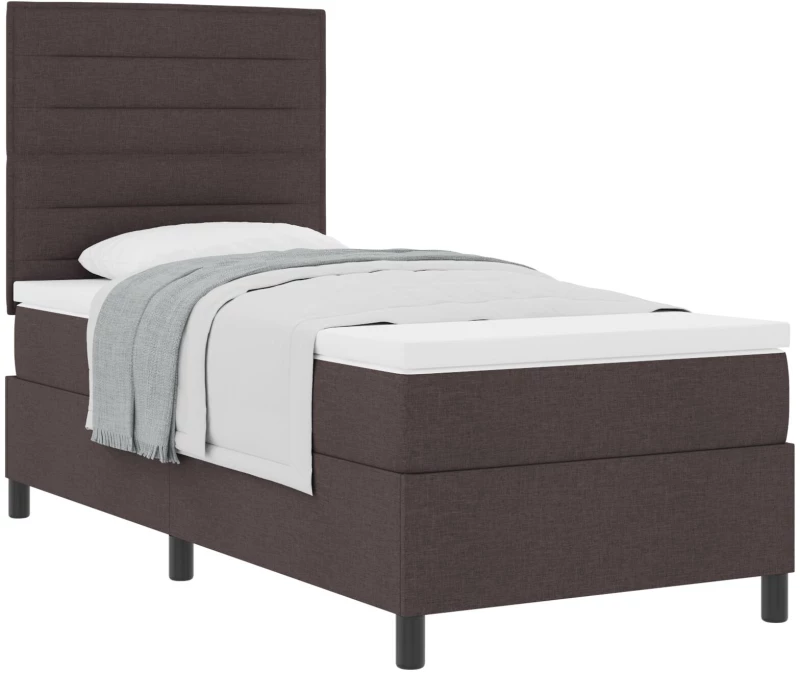 vidaXL Κρεβάτι με Βάση και Στρώμα Καφέ Μονό Ύφασμα