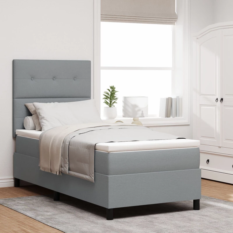 vidaXL Κρεβάτι Box Spring με Στρώμα Ανοιχτό Γκρι 80x200 εκ Υφασμάτινο
