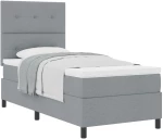 vidaXL Κρεβάτι Box Spring με Στρώμα Ανοιχτό Γκρι 80x200 εκ Υφασμάτινο