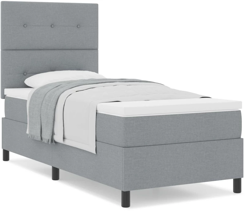 vidaXL Κρεβάτι Box Spring με Στρώμα Ανοιχτό Γκρι 80x200 εκ Υφασμάτινο