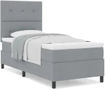 vidaXL Κρεβάτι Box Spring με Στρώμα Ανοιχτό Γκρι 80x200 εκ Υφασμάτινο