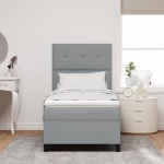 vidaXL Κρεβάτι Box Spring με Στρώμα Ανοιχτό Γκρι 80x200 εκ Υφασμάτινο