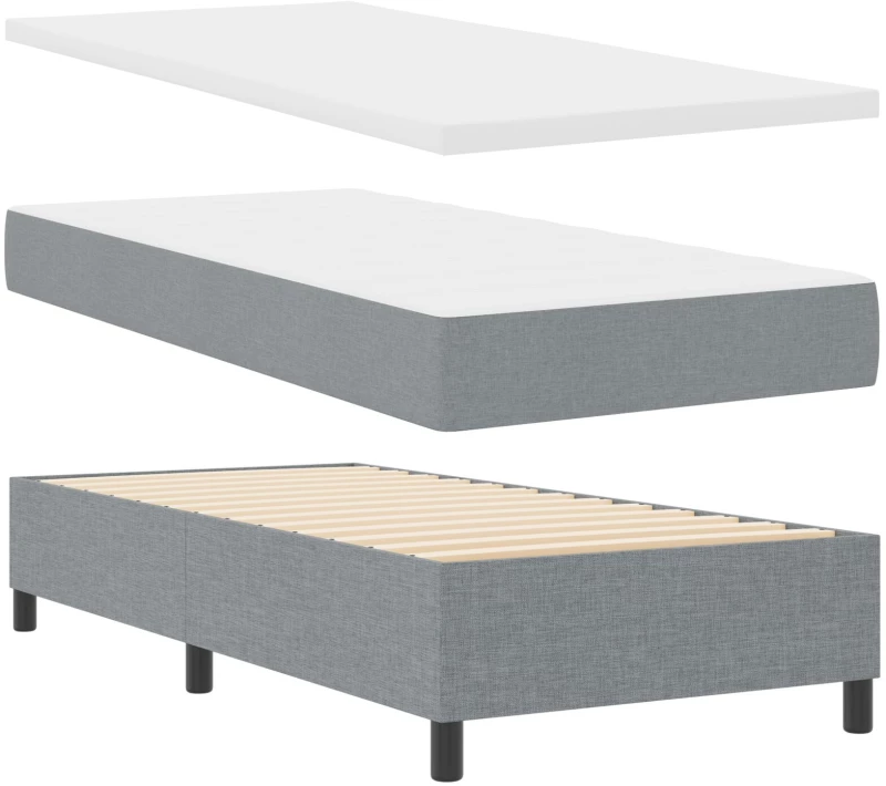 vidaXL Κρεβάτι Box Spring με Στρώμα Ανοιχτό Γκρι 80x200 εκ Υφασμάτινο