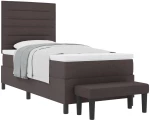 vidaXL Κρεβάτι Box Spring με Στρώμα & Πάγκο Σκούρο Καφέ 90x190 εκ Ύφασμα