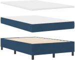 vidaXL Κρεβάτι με Στρώμα & Πάγκο Μπλε 120x190 εκ. Υφασμάτινο