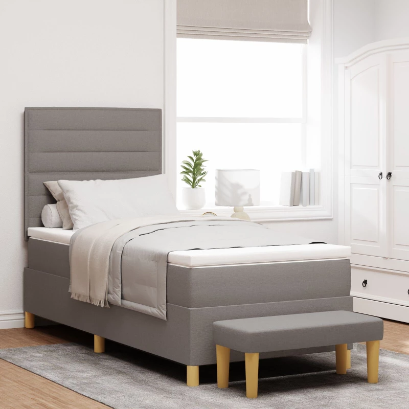 vidaXL Box Spring Κρεβάτι με Στρώμα & Πάγκο Καρύδι 80x200 εκ Ύφασμα