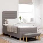 vidaXL Box Spring Κρεβάτι με Στρώμα & Πάγκο Καρύδι 80x200 εκ Ύφασμα