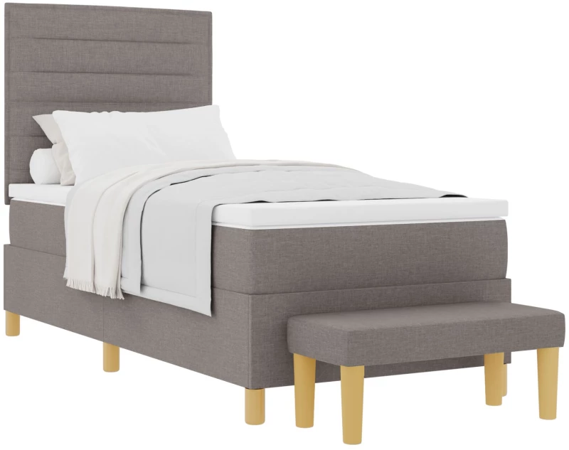 vidaXL Box Spring Κρεβάτι με Στρώμα & Πάγκο Καρύδι 80x200 εκ Ύφασμα