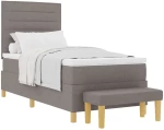 vidaXL Box Spring Κρεβάτι με Στρώμα & Πάγκο Καρύδι 80x200 εκ Ύφασμα