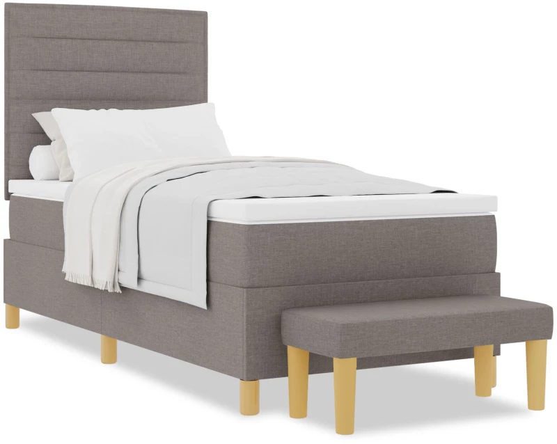 vidaXL Box Spring Κρεβάτι με Στρώμα & Πάγκο Καρύδι 80x200 εκ Ύφασμα