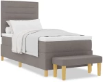 vidaXL Box Spring Κρεβάτι με Στρώμα & Πάγκο Καρύδι 80x200 εκ Ύφασμα