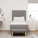 vidaXL Box Spring Κρεβάτι με Στρώμα & Πάγκο Καρύδι 80x200 εκ Ύφασμα
