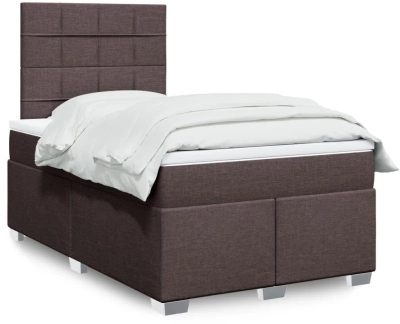 vidaXL Κρεβάτι Boxspring με Στρώμα Σκούρο Καφέ 120x190 εκ Υφασμάτινο