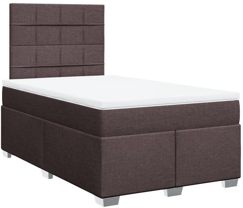 vidaXL Κρεβάτι Boxspring με Στρώμα Σκούρο Καφέ 120x190 εκ Υφασμάτινο